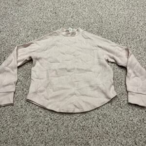 NWT Madewell Waffle-Knit Long-Sleeve Crewneck Tee Sz XXs Blush Pink Preppy